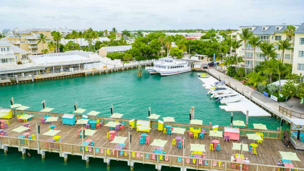 aerial view of the Sunset Pier in Key West - Places to see and eat